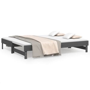 vidaXL Sof&aacute; cama extra&iacute;ble madera maciza de pino gris 2x(80x200) cm