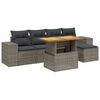 vidaXL Set de muebles de jard&iacute;n 6 pzas y cojines rat&aacute;n sint&eacute;tico gris