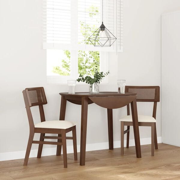 vidaXL Sillas de comedor con cojines 2 uds madera maciza marr&oacute;n caucho