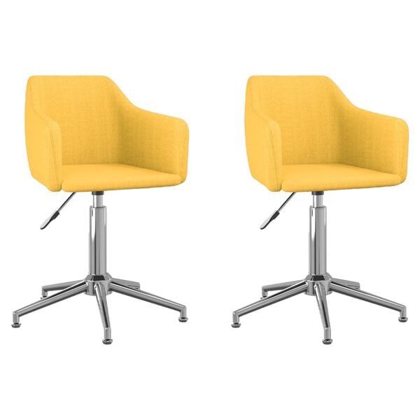 vidaXL Sillas de comedor giratorias 2 unidades tela amarillo
