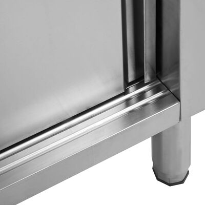 vidaXL Mesa de trabajo puertas correderas acero inox 120x50x(95-97) cm