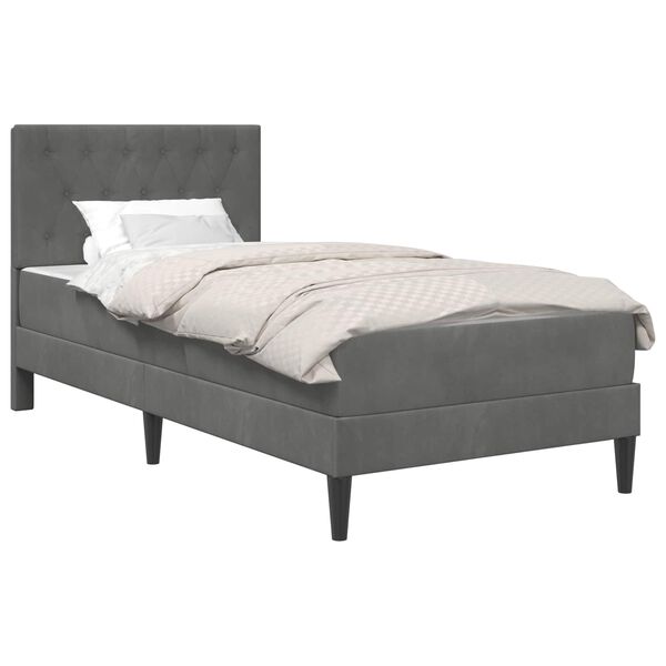 vidaXL Estructura de cama con colch&oacute;n Gris oscuro 90 x 190 cm