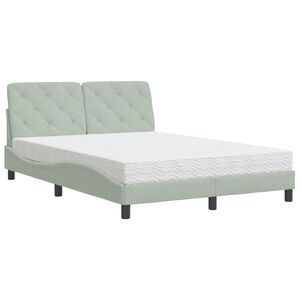 vidaXL Cama con colch&oacute;n terciopelo gris claro 120x200 cm