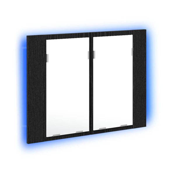 vidaXL Armario con espejo de ba&ntilde;o Roble Negro 60 x 12 x 45 cm