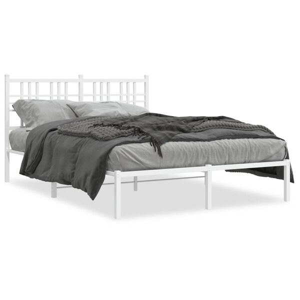 vidaXL Estructura cama sin colch&oacute;n con cabecero metal blanco 140x200cm