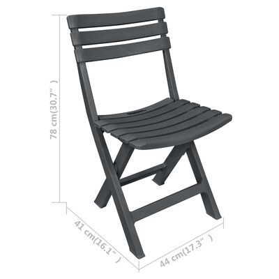 vidaXL Mesa y sillas plegables de jardín 3 piezas plástico antracita