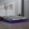 vidaXL Estructura de cama con LED madera maciza marr&oacute;n miel 140x190 cm