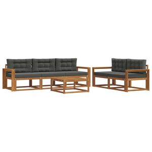 vidaXL Conjunto de sof&aacute;s de exterior 6 pcs Natural y Antracita