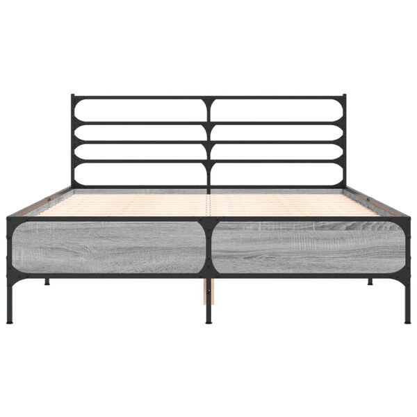 vidaXL Estructura cama madera ingenier&iacute;a metal gris Sonoma 120x200 cm