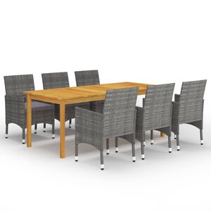 vidaXL Juego de comedor de jard&iacute;n de 7 piezas gris