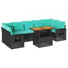 vidaXL Set de sof&aacute;s de jard&iacute;n y cojines 8 piezas rat&aacute;n sint&eacute;tico negro