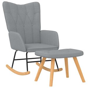 vidaXL Silla mecedora con reposapi&eacute;s tela gris claro