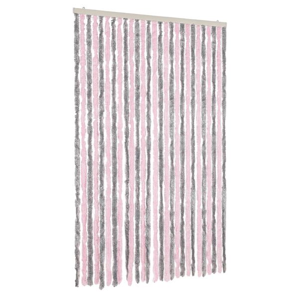 vidaXL Cortina antimoscas chenilla gris plateado y rosa 118x220 cm
