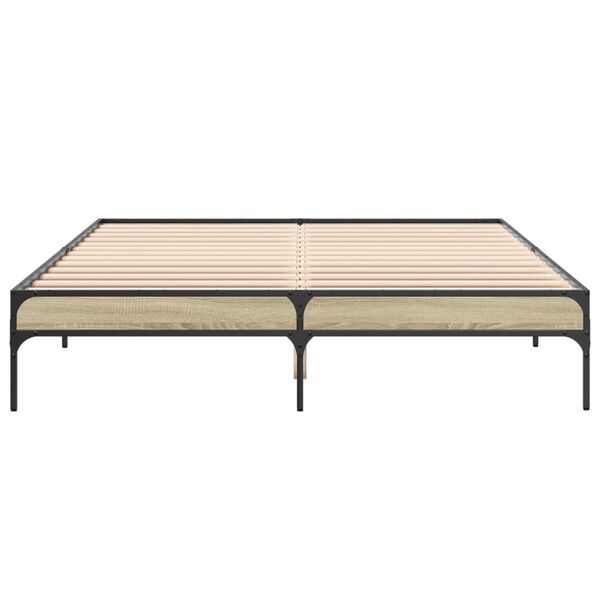 vidaXL Estructura cama madera ingenier&iacute;a metal roble Sonoma 160x200 cm