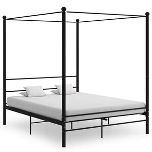 vidaXL Estructura de cama con dosel sin colch&oacute;n metal negro 160x200 cm
