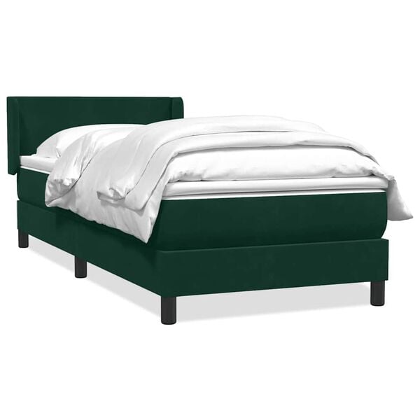 vidaXL Cama box spring con colch&oacute;n terciopelo verde oscuro 80x220 cm