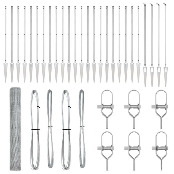 vidaXL Poste de Valla Plateado 50 x 1,4 m (malla de 25 mm) Acero