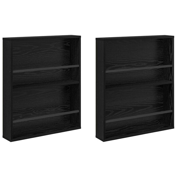 vidaXL Estante de revistas 2 pcs Roble Negro 60 x 12 x 70 cm