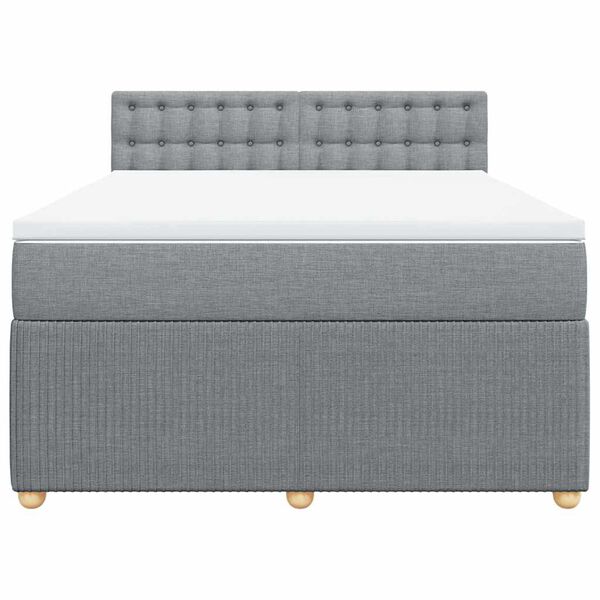 vidaXL Cama box spring con colch&oacute;n tela gris claro 160x200 cm
