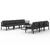 vidaXL Set muebles de jard&iacute;n 8 pzas y cojines aluminio gris antracita