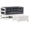 vidaXL Set de muebles de jard&iacute;n 3 pzas con cojines madera pino blanco