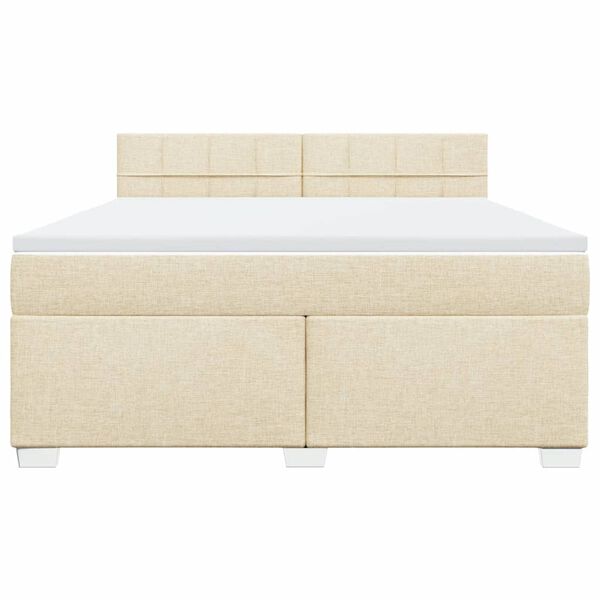 vidaXL Cama box spring con colch&oacute;n tela color crema 180x200 cm