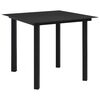 vidaXL Mesa de comedor de jard&iacute;n acero y vidrio negra 80x80x74 cm