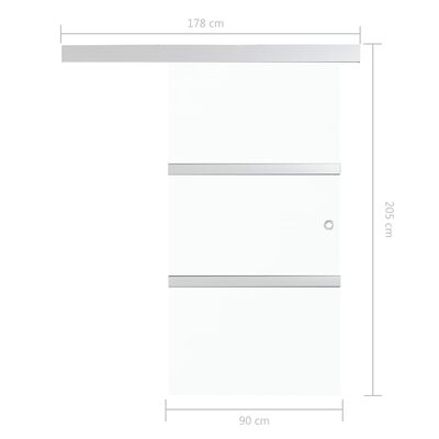vidaXL Puerta corredera de vidrio ESG y aluminio plateado 90x205 cm