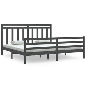 vidaXL Estructura de cama de madera maciza de pino gris 200x200 cm