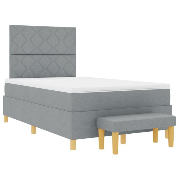 vidaXL Cama tipo Box Spring con colch&oacute;n Gris claro 120 x 190 cm tela