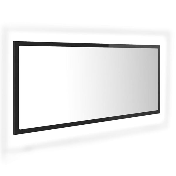 vidaXL Espejo de ba&ntilde;o LED acr&iacute;lico negro brillo 100x8,5x37 cm