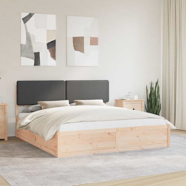 vidaXL Estructura de Cama con Cabecera Tapizada Gris oscuro