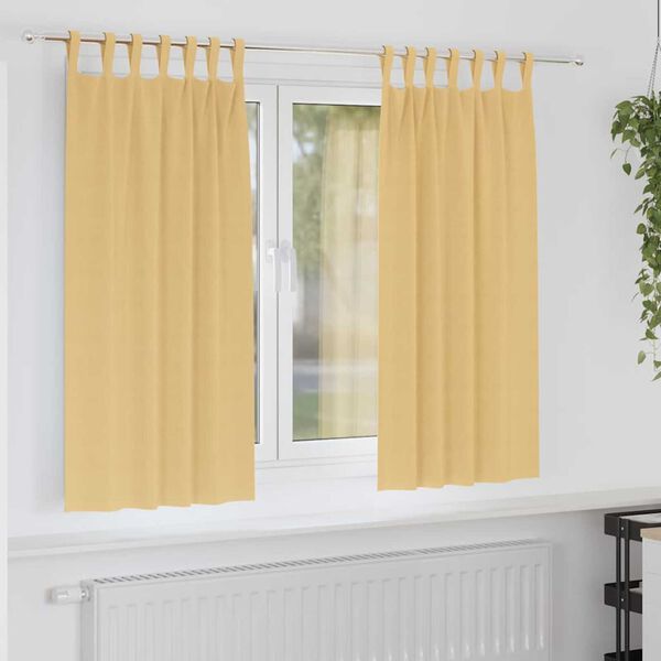 vidaXL Cortinas Opacas con Anillas 2 pcs Beige 175 x 140 cm Poli&eacute;ster