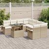 vidaXL Conjunto de sof&aacute; de jard&iacute;n 9 pcs Beige Rattan de Poli&eacute;ster