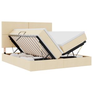 vidaXL Cama de almacenamiento LED con colch&oacute;n Crema 180 x 200 cm Tela