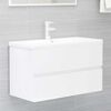 vidaXL Set muebles de ba&ntilde;o 2 piezas madera contrachapada blanco brillo