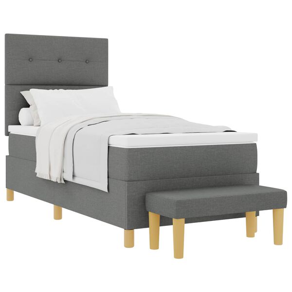 vidaXL Cama tipo Box Spring con colch&oacute;n Gris oscuro 90 x 200 cm tela
