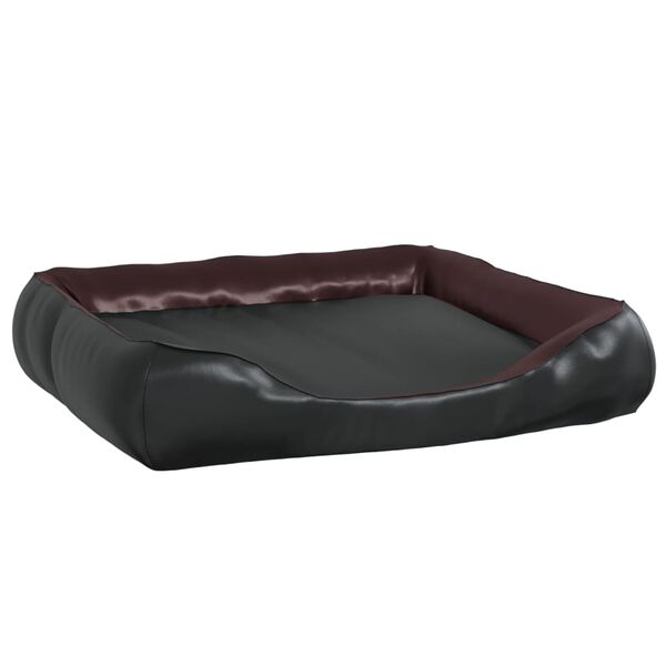 vidaXL Cama para perros de cuero sint&eacute;tico negro y marr&oacute;n 105x80x25 cm