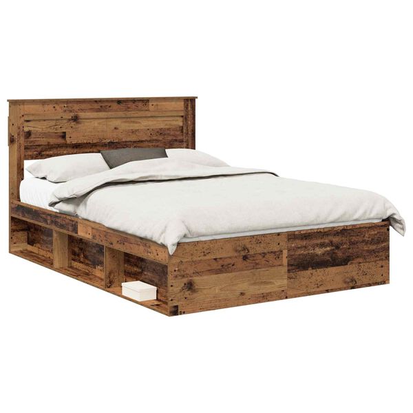 vidaXL Estructura de cama con cabecera Madera vieja 140 x 190 cm