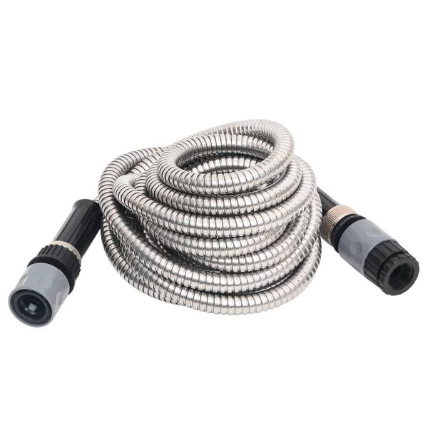vidaXL Manguera jard&iacute;n y pulverizador acero inoxidable plata 14mm 30 m