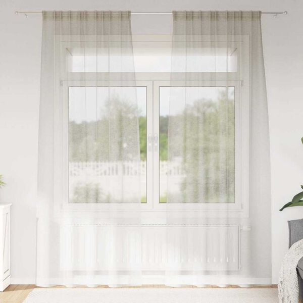 vidaXL Cortina de Voil&eacute; 2 pcs Crema 245 x 140 cm Poli&eacute;ster