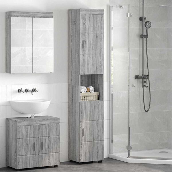 vidaXL Juego de Muebles de Ba&ntilde;o TULUM Gris Sonoma 37 x 31,5 x 203 cm