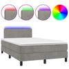 vidaXL Cama box spring colch&oacute;n y LED terciopelo gris claro 120x200 cm