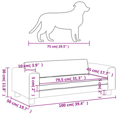 vidaXL Cama de perros con extensión cuero sintético crema 100x50x30 cm