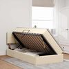 vidaXL Cama con almacenamiento y LED con LED Crema 90 x 190 cm tela