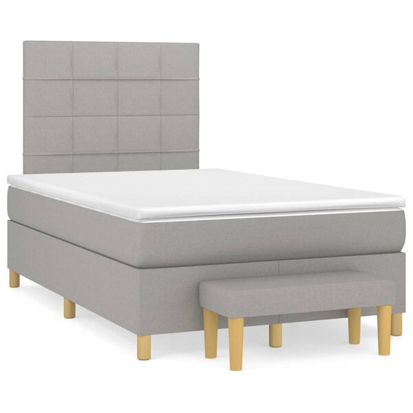 vidaXL Cama box spring con colch&oacute;n tela gris claro 120x200 cm