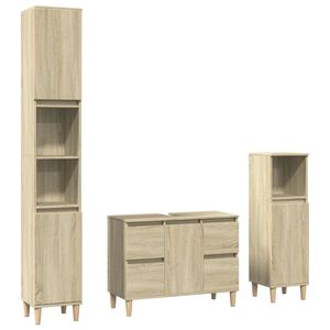 vidaXL Set de muebles de ba&ntilde;o 3 pzas madera contrachapada roble Sonoma