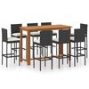 vidaXL Conjunto de bar para jard&iacute;n 9 piezas con cojines negro