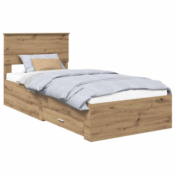 vidaXL Estructura de cama con cabecera Roble artesanal 100 x 200 cm