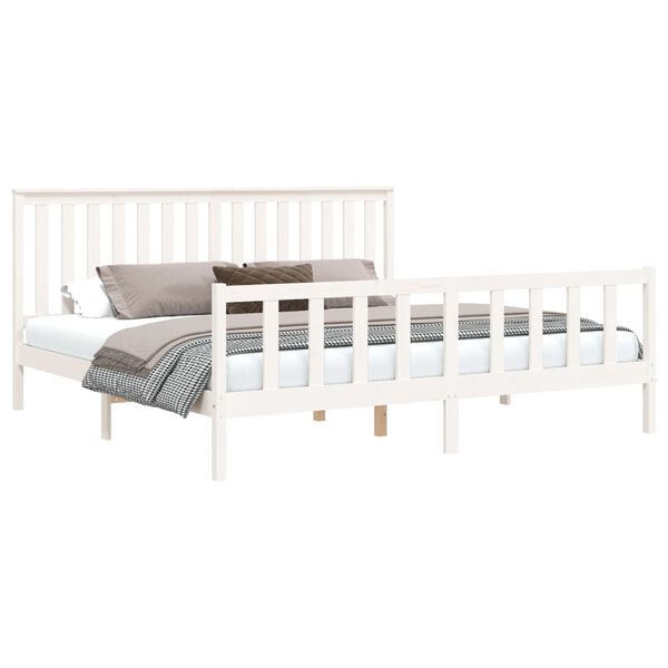 vidaXL Estructura de cama sin colch&oacute;n madera maciza blanca 200x200 cm